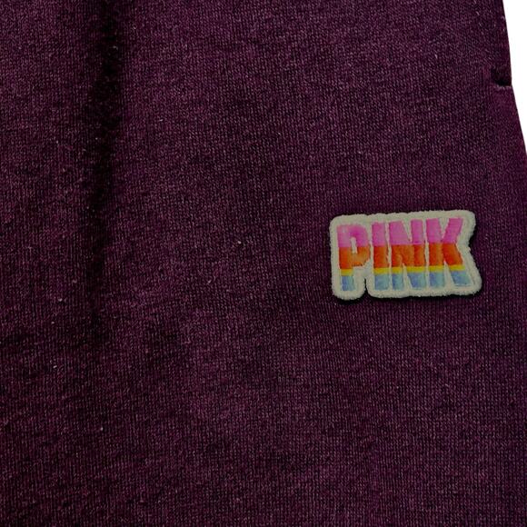 Victoria's Secret PINK Sweatpants Women's Size S Burgundy Silver Sequins Bling - Picture 4 of 8